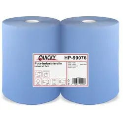 Quicky Putzpapierrolle, 36 x 34 cm, 2-lagig, blau, Saugstarkes Putzpapier aus recyceltem Papier, 1 Paket = 2 Rollen à 1000 Blatt