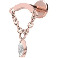 Titan Labret mit Innengewinde BOGEN + KETTE + KRISTALLTROPFEN