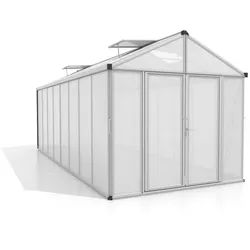 Xxxl Gewächshausbausatz , Alufarben , Metall, Kunststoff , 258x250x614 cm , Gartenzubehör, Garten- & Gewächshäuser