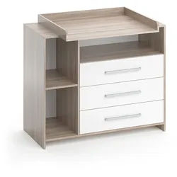 Vicco Wickelkommode Oskar Weiß/Sonoma 113 x 100 cm , Holzwerkstoff , 7 Fächer , Rechteckig , 113x100x53 cm , Babymöbel & Kindermöbel, Babyzimmer, Wickelkommoden & Zubehör, Wickelkommoden