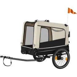 tectake HUNDEANHäNGER Woofrider,inklusive Reflektoren, Leine und Warnfahne,beige , Metall , 78.5x89x141 cm , Freizeit & Co, Sport & Fitness, Fahrräder, Fahrradzubehör