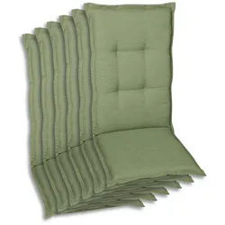 Xxxl Sesselauflagenset , Hellgrün , Textil , 6-teilig , Uni , Füllung: Schaumstoff, Vlies , 50x7x120 cm , Oeko-Tex® Standard 100 , pflegeleicht, hochwertige Qualität, langlebig, für den Außenbereich geeignet, mittels Bändern zu befestigen, mittels Gurtband zu befestigen , Gartenmöbel, Gartenpolster & Auflagen, Sesselauflagen