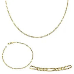 Firetti Ketten und Armband Set Multipack Schmuck Geschenk Gold 333 Halskette Armkette Figarokette (Set, 2-tlg) gelb|goldfarben 50
