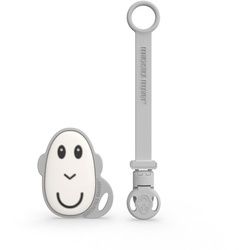Matchstick Monkey Geschenkset Schnullerclip & flacher Beißring 1 St grau