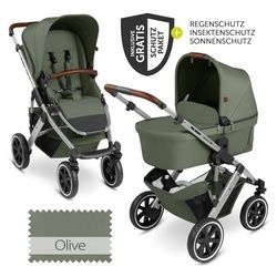 ABC Design Kombi-Kinderwagen Salsa 4 Air - Olive, 2in1 Kinderwagen Buggy Set mit Babywanne, Sportsitz, Regenschutz grün