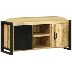vidaXL Schuhbank 100 x 35 x 50 cm Schuhbank Bankschrank 100x35x50 cm Massivholz Grobes braun