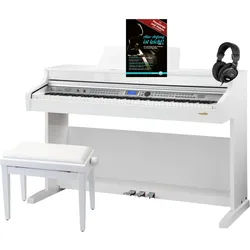 Classic Cantabile DP-A 410 WH E-Piano Weiß Hochglanz SET inkl. Bank, Kopfhörer und Schule