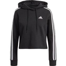 adidas Damen Essentials 3-Streifen Cropped Hoodie, BLACK/WHITE, S