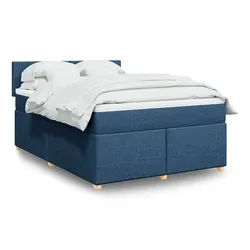 vidaXL Boxspringbett, Boxspringbett mit Matratze Blau 140x190 cm Stoff