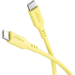 USB-C Silikon-Ladekabel, für USB-C Geräte, schnellladefähig, Knickschutz, Länge 1,5 Meter, gelb