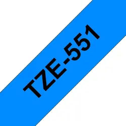 Brother Schriftband TZe-551 (lam) Schwarz auf Blau 24mm x Tintenpatrone blau