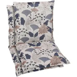 Xxxl Sesselauflagenset , Beige, Blau , Textil , 2-teilig , Floral , Füllung: Schaumstoff, Vlies , 50x6x100 cm , Oeko-Tex® Standard 100 , pflegeleicht, hochwertige Qualität, langlebig, für den Außenbereich geeignet, mittels Bändern zu befestigen, mittels Gurtband zu befestigen , Gartenmöbel, Gartenpolster & Auflagen, Sesselauflagen