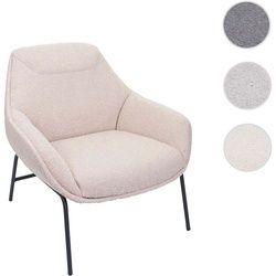 Lounge-Sessel HWC-J77, Cocktailsessel Sessel, Bouclé Stoff Metall ~ creme-beige