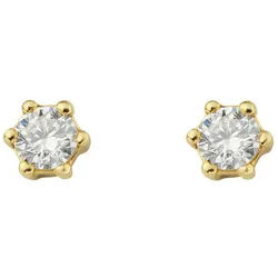 ONE ELEMENT Paar Ohrhänger 0.1 ct Diamant Brillant Ohrringe Ohrstecker aus 585 Gelbgold, Fein gearbeitet – edle Brillanz mit Diamantbesatz goldfarben