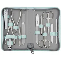 marQus Maniküre-Pediküre-Set 12 Teile in Echt Leder Etui handlich und weich, 12-tlg., Komplett Kit mit allem für die Hand- und Fußpflege, Nagelset