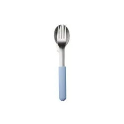 Mepal Bloom Besteck Set, 3-teilig, langlebig und stilvoll, Edelstahl Besteck mit Kunststoffhülle zum Zusammenhalten - ideal für unterwegs, Farbe: nordic blue