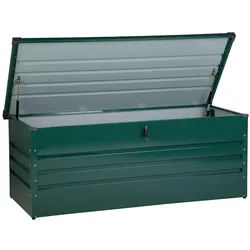 Beliani Auflagenbox Stahl dunkelgrün 165/70 cm Cebrosa , Grün , Metall , 165x67x70 cm , Aufbewahrung & Schutzhüllen, Gartenboxen