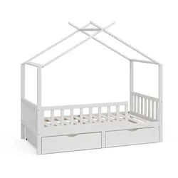 VitaliSpa Hausbett Franka Weiß 80x160 cm mit 2 Schubladen , Holzwerkstoff , Rechteckig , 80x160 cm , Babymöbel & Kindermöbel, Kinderzimmer & Jugendzimmer, Kinderbetten, Spielbetten