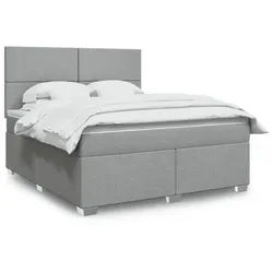 vidaXL Boxspringbett, Boxspringbett mit Matratze Hellgrau 180x200 cm Stoff