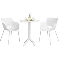 CLP Garten-Essgruppe Siora, (Set), Garten-Set, Tisch 60 cm, 2 Stühle weiß