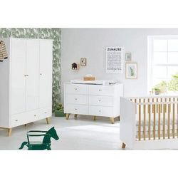 Pinolino Babyzimmer , Weiß, Eichefarben , Holzwerkstoff , 5 Fächer , 6 Schubladen , in verschiedenen Größen erhältlich,zum Juniorbett umbaubar, höhenverstellbar, Sprossen mit Normabstand, Aufbauanleitung im Karton, Lattenrost inklusive, Schlupfsprossen , Baby & Kindermöbel, Babyzimmer, Babyzimmer-serien