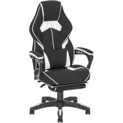 Novel Gamingstuhl , Schwarz, Weiß , Metall, Kunststoff, Textil , Sternfuß , 65x114x67 cm , Sitzfläche 360° drehbar, ausziehbare Fußstütze , Büromöbel, Bürostühle, Gaming-Sessel