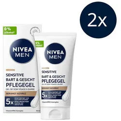 Nivea Men After Shave Lotion NIVEA MEN Sensitive Bart & Gesichtspflege Gel 2x 50ml Set, 2-tlg., 2 x 50ml