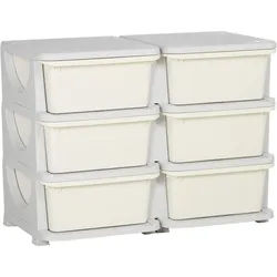 Homcom Schubladenschrank für Kinder Aufbewahrungsboxen mit 6 Ebenen Kindermöbel Creme , Kunststoff , 37x56.5x75 cm , Babymöbel & Kindermöbel, Babyzimmer, Babyregale & Kinderregale