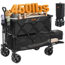 VEVOR Bollerwagen 1320 x 565 x 1065 mm Kinderwagen aus 600D Oxford-Stoff mit PVC-Beschichtung Strandwagen wasserdicht, UV-beständig max. 204 kg Tragfähigkeit Transportkarre Gerätewagen Handwagen