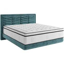 Carryhome Boxspringbett , Blau , Textil , H3 , Höhe ca. 34 cm , 160x200 cm , Stoffauswahl, in verschiedenen Größen erhältlich , Schlafzimmer, Betten, Boxspringbetten