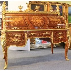 Casa Padrino Schreibtisch Luxus Barock Schreibtisch Braun / Gold 160 x 80 x H. 140 cm - Barock Büromöbel