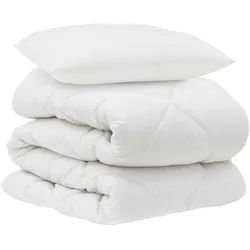 vidaXL Bett Bettdecke mit Kissen 2 pcs Weiß Mikrofaser (2-tlg) weiß