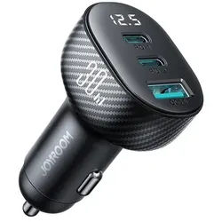 JR-CCD04 30W 2x USB-C USB-A car charger with display - black