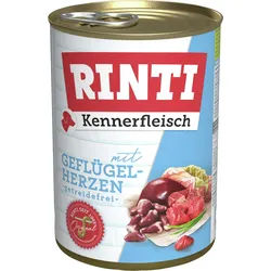 RINTI Kennerfleisch 400g Dose Hundenassfutter 12 x 400 Gramm Geflügelherzen