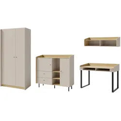 Deine Möbel 24 Jugendzimmer Albi B 3-teilig in Sandbeige / Geölte Eiche , Beige, Eichefarben , Holzwerkstoff , 340x195x65 cm , Babymöbel & Kindermöbel, Kinderzimmer & Jugendzimmer, komplette Jugendzimmer