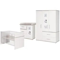 Roba Babyzimmer-Set Moritz, mit schmaler Wickelkommode, 3-teilig , Weiß , Holzwerkstoff , 76x81x142.5 cm , Blauer Engel , Babymöbel, Babyzimmer-Sets