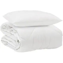 vidaXL Bett Ganzjahresbettdecke mit Kissen 2 pcs Weiß Mikrofaser (2-tlg) weiß