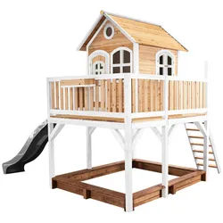 Ambia Garden Spielturm , Braun, Grau, Weiß , Holz , Hemlocktanne , 377x291x255 cm , EN 71, CE, FSC 100% , Freizeit & Co, Gartenspielzeug, Spieltürme