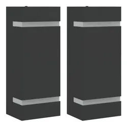 vidaXL Außen-Wandleuchte Außenwandleuchten 2 Stk. Schwarz Edelstahl schwarz