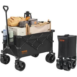 VEVOR Bollerwagen 965 x 600 x 1070 mm Kinderwagen aus 600D Oxford-Stoff mit PVC-Beschichtung Strandwagen 220 L Speicherkapazität max. 150 kg Tragfähigkeit Transportkarre Gerätewagen Handwagen