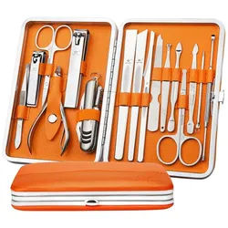 DEBAIJIA Nagelknipser 16-Teilig Nagelknipser Set Luxus Maniküre Pediküre Kit orange