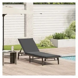 vidaXL Gartenliege, Sonnenliege mit Auflage Grau Poly Rattan