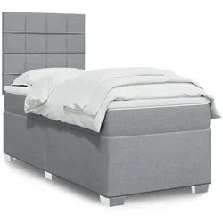 vidaXL Boxspringbett, Boxspringbett mit Matratze Hellgrau 100x200 cm Stoff