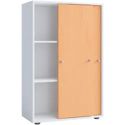Mid.you Aktenschrank , Weiß, Buchefarben , Holzwerkstoff , 2 Fächer , 70x110x39 cm , abschließbar , Büromöbel, Büroschränke, Aktenschränke
