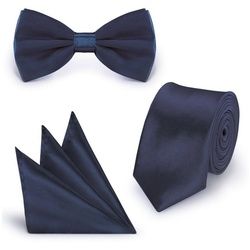 StickandShine Krawatte Krawatte Fliege Einstecktuch als SET 3 Teilig Uni aus Polyester 5 cm Breite / 148 cm Länge Einfarbig modern für Hochzeit Anzug (Krawatte Fliege und Einstecktuch, Spar-SET, 3 Teilig) SET Uni blau SET (Krawatte,Fliege,Einstecktuch) 3 teilig