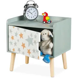 Relaxdays Kinder-Nachttisch , Türkis , Holzwerkstoff, Holz , 40x41x30 cm , Babymöbel & Kindermöbel, Babyzimmer, Babyregale & Kinderregale