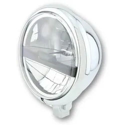 HIGHSIDER 5 3/4 Zoll LED Scheinwerfer BATES STYLE TYP 5, chrom/schwarz, silber