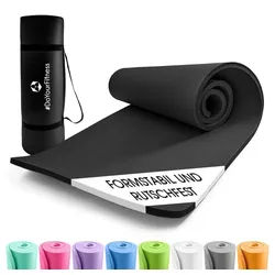 DoYourFitness Yogamatte Rutschfeste Fitnessmatte mit Tragegurt, für Yoga, Gymnastik & Co., In- & outdoor 183x61x1cm schwarz