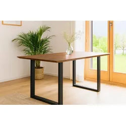SAM® Esstisch Bern, massives Akazienholz, schweizer Kante, Metallgestell braun 200 cm x 77 cm x 100 cm