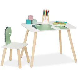 Relaxdays 2-Tlg.kindersitzgruppe , Multicolor , Holzwerkstoff, Holz , Rechteckig , 60x45x45 cm , Babymöbel & Kindermöbel, Kinderzimmer & Jugendzimmer, Kindersitzgruppe